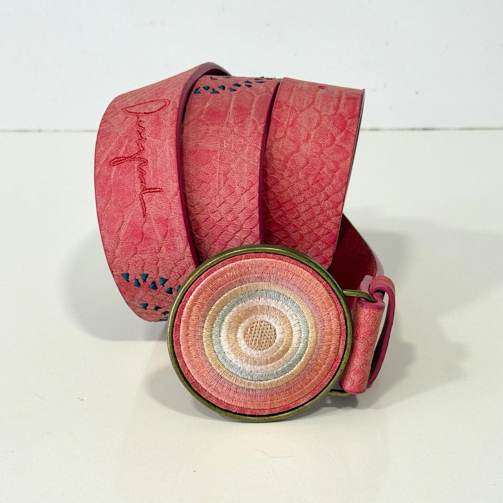 Cinturón desigual piel rosa